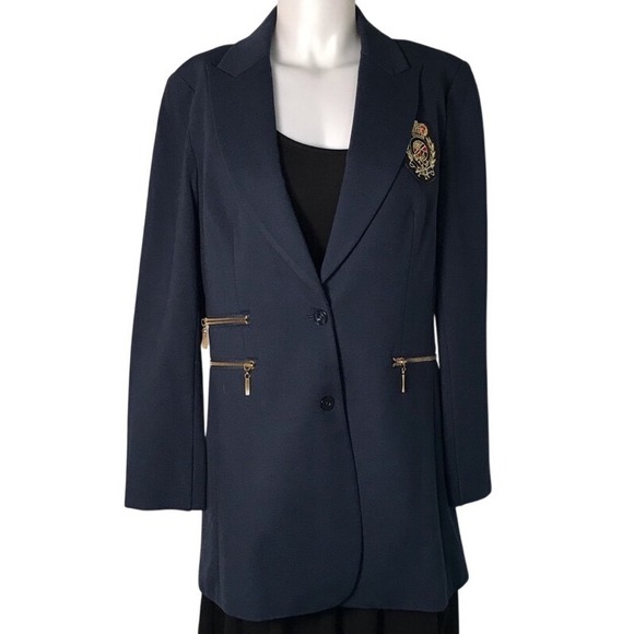 Diane Gilman Jackets & Blazers - DG2 DIANE GILMAN BLUE LONGLINE EMBLEM‎ BLAZER